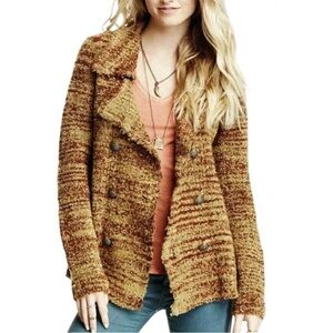 FREE PEOPLE Zebra Yarn Button Down Wool Jacket Coat